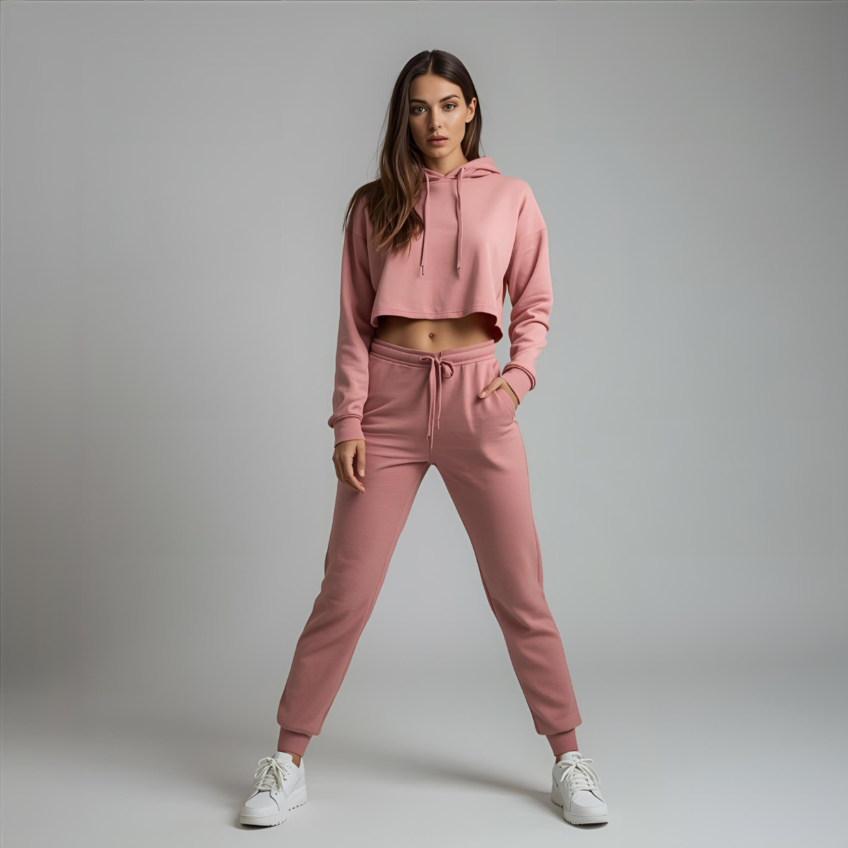 LAVEENA | Kurzer Hoodie in Rosé